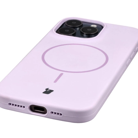 Silikonowe etui z pierścieniem magnetycznym Bizon Soft Case Magnetic do iPhone 15 Pro Max, jasnofioletowe