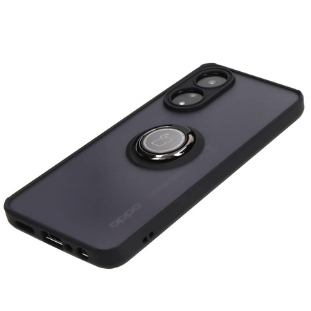 Etui z uchwytem na palec Bizon Case Hybrid Ring do Oppo A78 4G, przydymione z czarną ramką