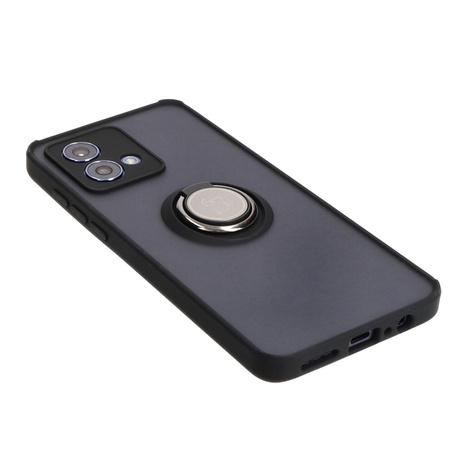 Etui z uchwytem na palec Bizon Case Hybrid Ring do Motorola Moto G84 5G, przydymione z czarną ramką