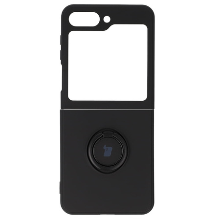 Etui Bizon Case Silicone Ring Sq do Samsung Galaxy Z Flip5, czarne