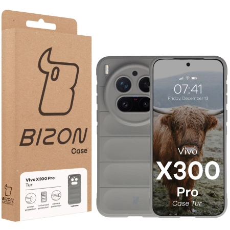 Pancerne etui Bizon Case Tur do Vivo X300 Pro, jasnoszare