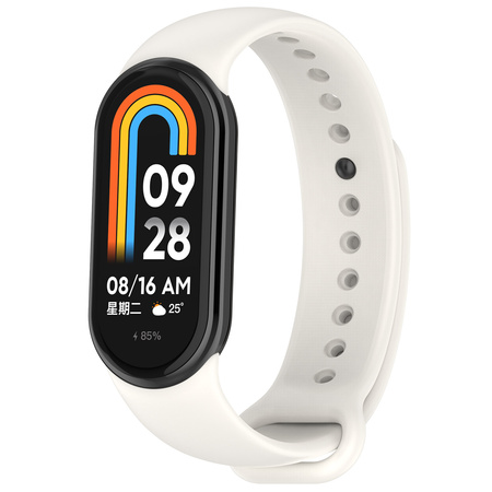 Silikonowy pasek Bizon Strap Watch Dots do Xiaomi Smart Band 9 / 9 NFC / 8, biały