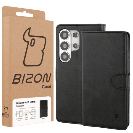 Etui z klapką Bizon Case Pocket do Galaxy S26 Ultra, czarne