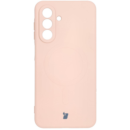 Silikonowe etui z pierścieniem magnetycznym Bizon Case Silicone Magnetic Sq do Galaxy A26 5G, jasnoróżowe