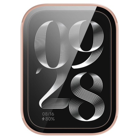 Etui ze szkłem do zegarka Bizon Case Watch Adamo do Xiaomi Mi Smart Band 9 Pro, różowe
