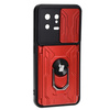 Etui Bizon Case Camshield Card Slot Ring do Xiaomi 13, czerwone