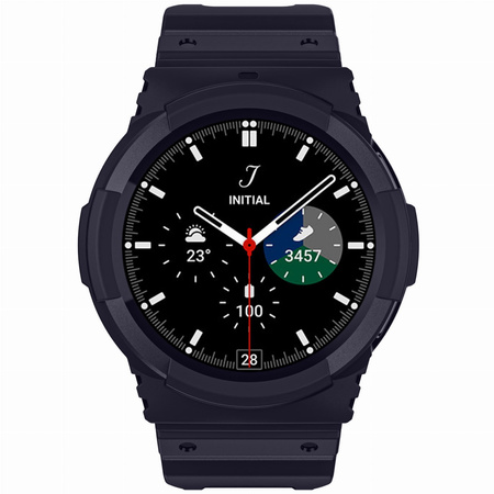 Etui z paskiem Bizon Strap + Case Watch Action do Samsung Galaxy Watch 4 / 5 44 mm, granatowe