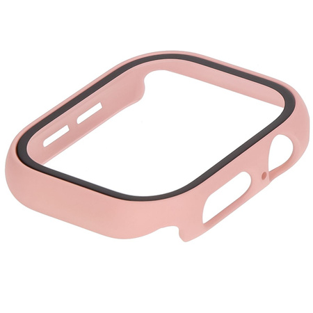 Etui ze szkłem do zegarka Bizon Case Watch Adamo do Apple Watch 11 / 10 42mm, różowe