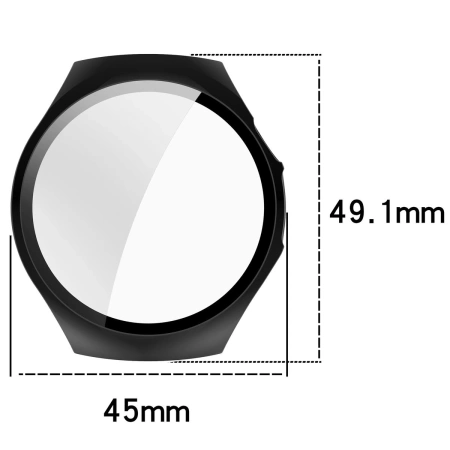 Etui ze szkłem do zegarka Bizon Case Watch Adamo do Huawei Watch 5 42 mm, czarne