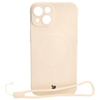 Etui silikonowe z pierścieniem magnetycznym Bizon Case Silicone Magnetic do iPhone 14, beżowe