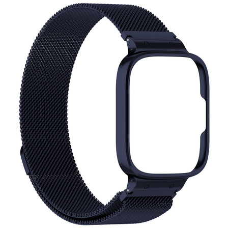 Etui z paskiem Bizon Strap + Case Watch Chain do Xiaomi Redmi Watch 3 Active, granatowe