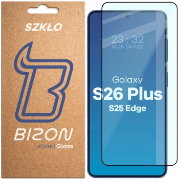 Szkło hartowane Bizon Glass Edge do Galaxy S26 Plus / S25 Edge, czarna ramka