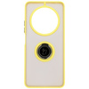 Etui z uchwytem na palec Bizon Case Hybrid Ring do Xiaomi Redmi 14C 4G / POCO C75, przydymione z żółtą ramką