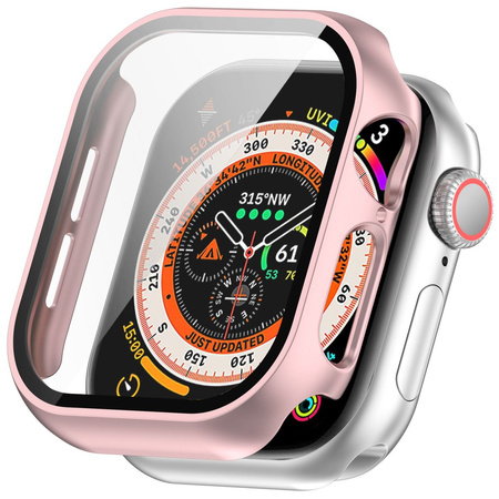 Etui ze szkłem do zegarka Bizon Case+Glass Watch do Apple Watch 11 / 10 (46mm), jasnoróżowe
