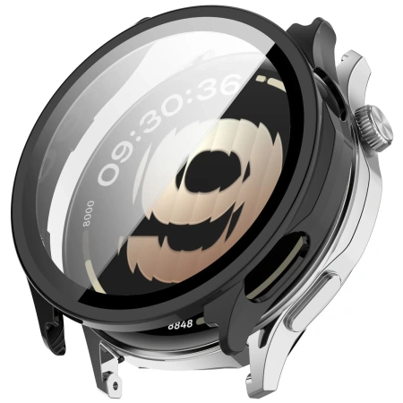 Etui ze szkłem do zegarka Bizon Case Watch Adamo do OnePlus Watch Lite 45 mm / Oppo Watch S 45 mm, czarne