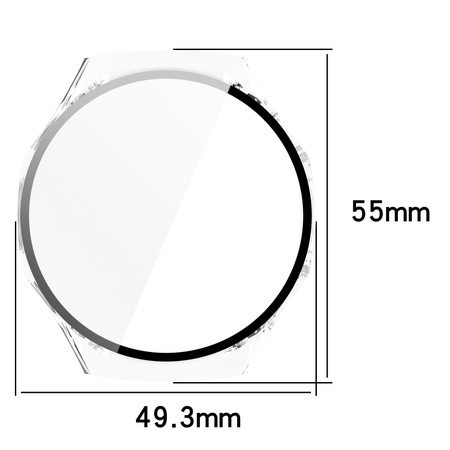 Etui ze szkłem do zegarka Bizon Case Watch Adamo do Huawei Watch GT 5 Pro 46 mm, przeźroczyste