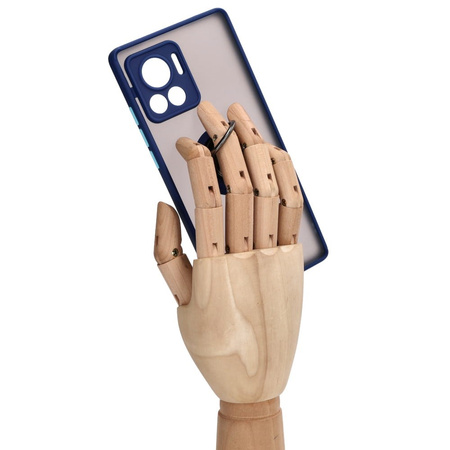 Etui z uchwytem na palec Bizon Case Hybrid Ring do Motorola Edge 30 Ultra, przydymione z granatową ramką