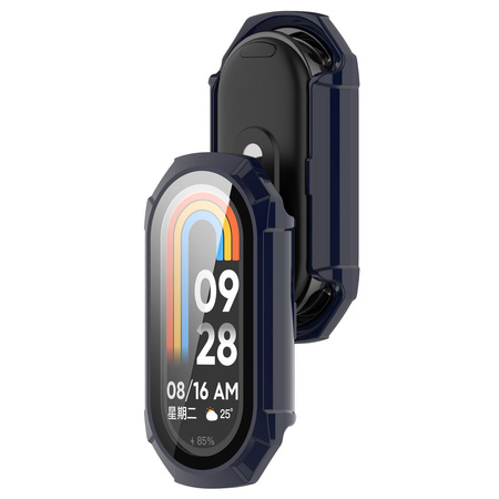 Etui ze szkłem do zegarka Bizon Case+Glass Watch do Xiaomi Smart Band 9, niebieskie