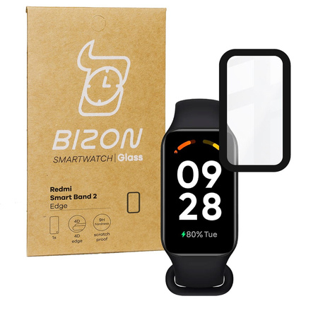 Szkło hybrydowe Bizon Glass Watch Edge Hybrid dla Redmi Smart Band 2 / Xiaomi Mi Band 8 Active, czarne