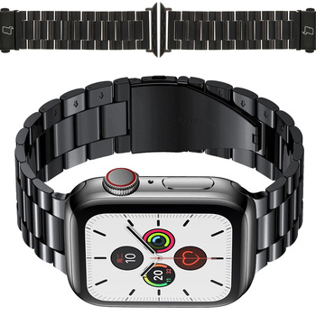 Pasek ze stali nierdzewnej Bizon Strap Watch Aura do Apple Watch 38/40/41/42 mm, czarny