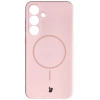 Silikonowe etui z pierścieniem magnetycznym Bizon Soft Case Magnetic do Galaxy S25 Plus, jasnoróżowe