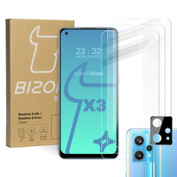 Szkło hartowane Bizon Glass Clear - 3 szt. + obiektyw, Realme 9 4G / Realme 9 Pro+