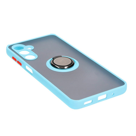 Etui z uchwytem na palec Bizon Case Hybrid Ring do Galaxy M54 5G, przydymione z jasnoniebieską ramką