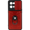 Etui Bizon Case Camshield Card Slot Ring do Oppo Reno 7 4G, czerwone