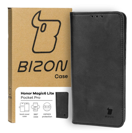 Etui z klapką Bizon Case Pocket Pro do Honor Magic6 Lite, czarne