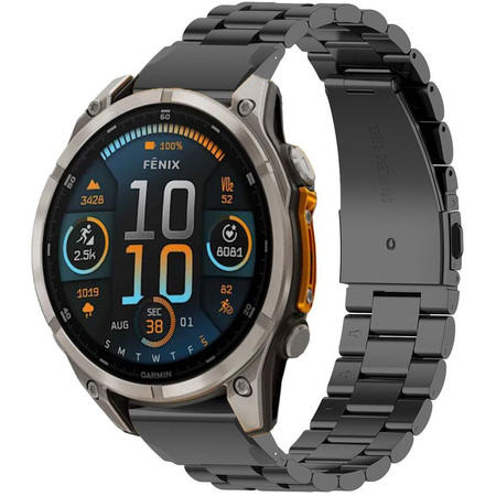 Pasek ze stali nierdzewnej do smartwatcha, Bizon Strap Watch Aura, QuickFit 22 mm, czarny
