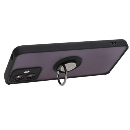 Etui z uchwytem na palec Bizon Case Hybrid Ring do Motorola Moto G14, przydymione z czarną ramką