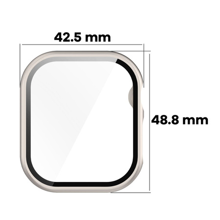 Etui ze szkłem do zegarka Bizon Case+Glass Watch do Apple Watch 10 46mm, szampańskie