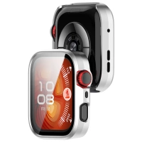 Etui ze szkłem do zegarka Bizon Case+Glass Watch do Huawei Watch Fit 4 Pro, satynowo srebrne