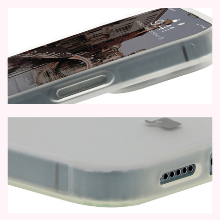 Etui z pierścieniem magnetycznym Bizon Case MatteO do iPhone 14 Pro Max, półprzezroczyste z przezroczystą ramką