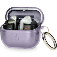 Elastyczne etui z karabińczykiem Bizon Case Headphone Clear do Galaxy Buds 3/3 Pro/3 FE przeźroczysto-fioletowe