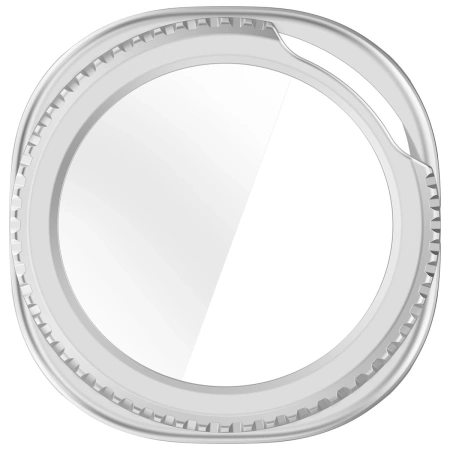 Etui ze szkłem do zegarka Bizon Case Watch Adamo do Samsung Galaxy Watch 8 Classic 46 mm, satynowo srebrne