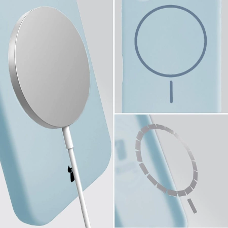 Silikonowe etui z pierścieniem magnetycznym Bizon Soft Case Magnetic do 15 Plus/14 Plus, błękitne