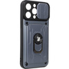 Etui Bizon Case Camshield Card Slot Ring do iPhone 14 Pro Max, szare