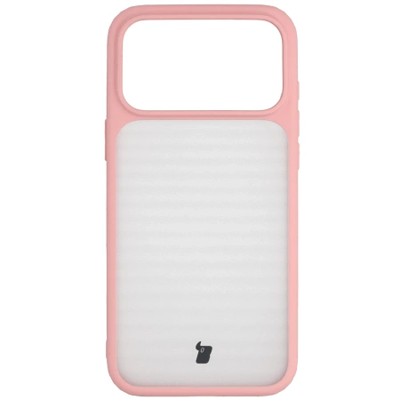 Etui Bizon Case Angelo do iPhone 17 Pro Max, półprzezroczyste z jasnoróżową ramką