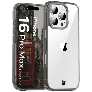 Etui Bizon Case Halo do iPhone 16 Pro Max, przydymione-czarne