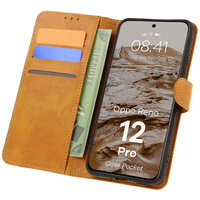 Etui z klapką Bizon Case Pocket do Oppo Reno 12 Pro, brązowe
