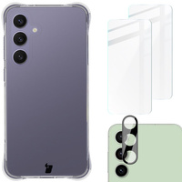 Etui + 2x szkło hartowane + szkiełko na obiektyw Bizon Case Clear Pack do Galaxy S24 FE