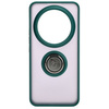 Etui z uchwytem na palec Bizon Case Hybrid Ring do Xiaomi 14 Ultra, przydymione z ciemnozieloną ramką