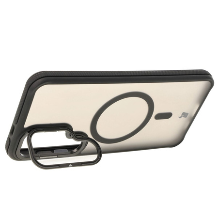 Etui z podstawką i pierścieniem magnetycznym Bizon Case Eclipse do Galaxy S24 Plus, przydymione z czarną ramką