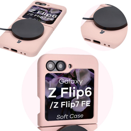 Silikonowe etui Bizon Soft Case do Galaxy Z Flip6, jasnoróżowe