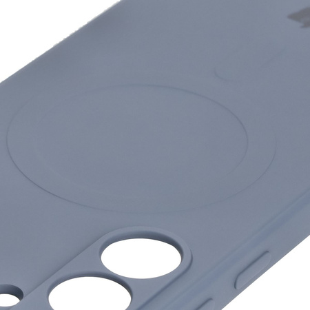 Silikonowe etui z pierścieniem magnetycznym Bizon Case Silicone Magnetic Sq do Galaxy S24 FE, szare