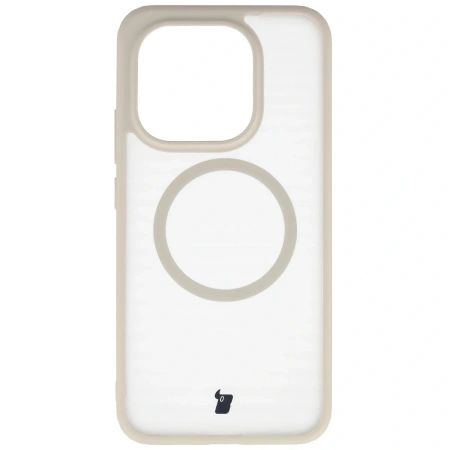 Etui z pierścieniem magnetycznym Bizon Case MatteO do Xiaomi 15T, przydymione-beżowe