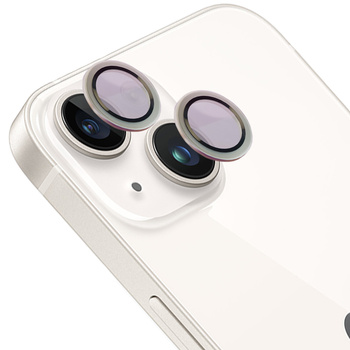 Szkło na aparat z aplikatorem Bizon Glass Snap Lens do iPhone 14/14 Plus, 1 zestaw, srebrna ramka