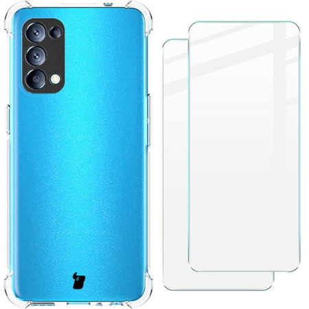 Etui + 2x szkło Bizon Case Clear Pack do Oppo Reno 5 5G, przezroczyste