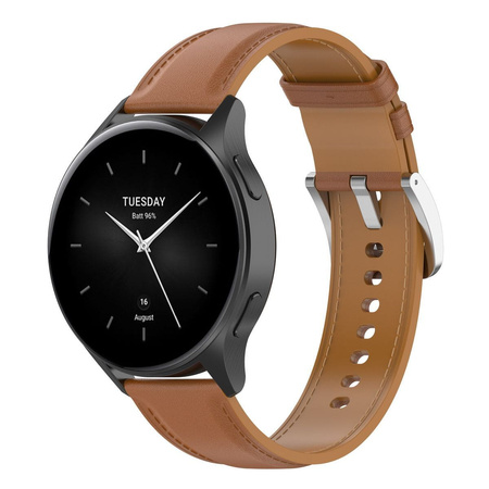 Pasek skórzany do smartwatcha, Bizon Strap Watch Casual, Quick Release 22 mm, jasnobrązowy